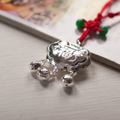925纯银天乙银饰小福星儿童银锁银铃银籽项链正品