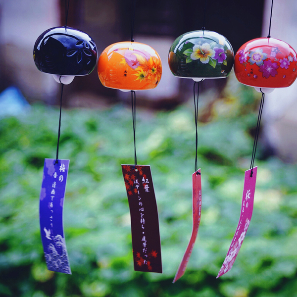 创意礼物日式四季陶瓷风铃挂饰和风日本门饰家居饰品挂件特价包邮