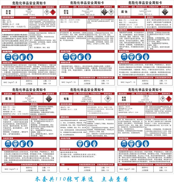 危害化学品警示标志安检标识 安全危险源化学品周知卡 msds告知牌