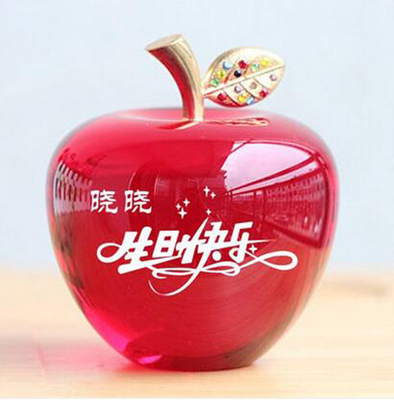水晶苹果 圣诞节礼物 刻字 创意摆件 平安夜生日礼品送女友老婆