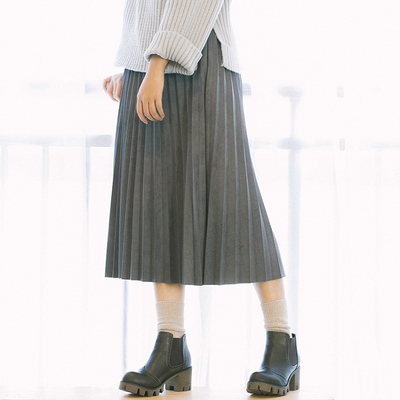 日系复古百褶长裙