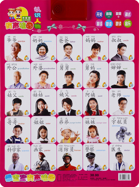 3张起包邮正版乖宝宝凹凸有声挂图早教启蒙有声挂图 (认人物)