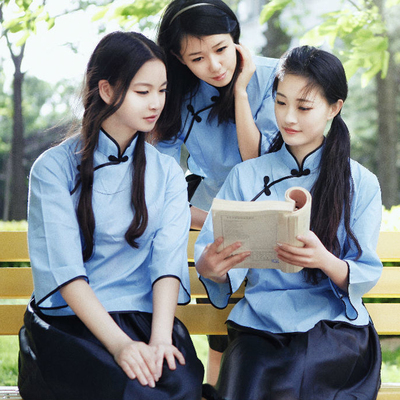 五四青年装民国学生装女装服装棉复古毕业班校服古装合唱演出服