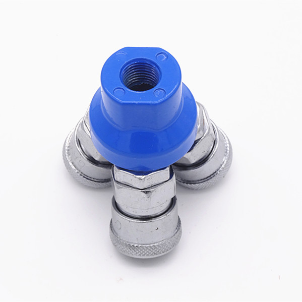 气动c式快速接头 圆三通 气泵空压机三叉 金属分多路快插三爪