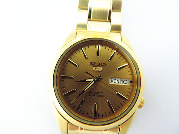 seiko/精工 盾牌5号系列男士机械手表 金表 snkl48k1