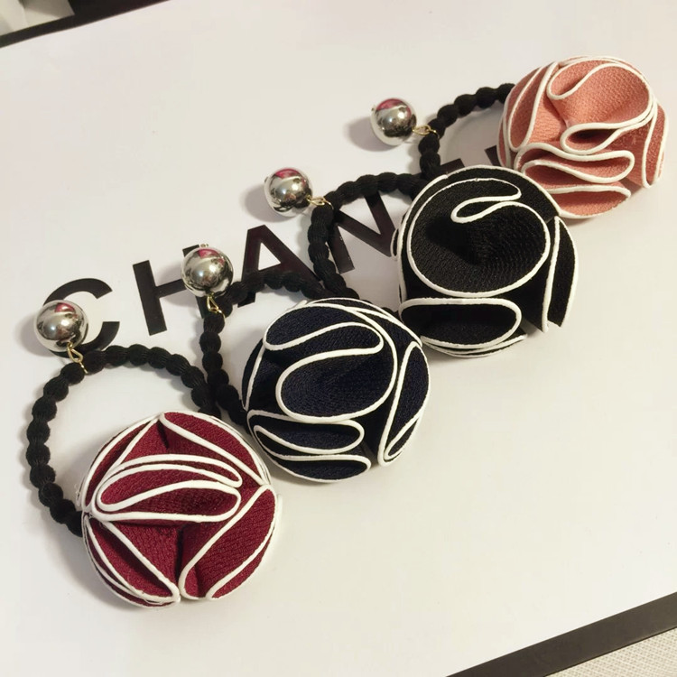 Korean imports of hair ornaments vintage fabric stereo Camellia Rose Flower Pendant hair rope hair ring hairpin