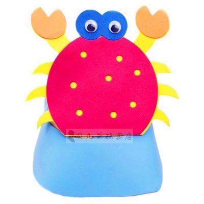 【贝儿爸】卡通动物遮阳帽头套(螃蟹)儿童节活动表演道具头饰