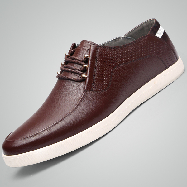 奥伦男鞋 真皮系带平跟澳伦男士休闲皮鞋板鞋包邮 男鞋秋季潮鞋