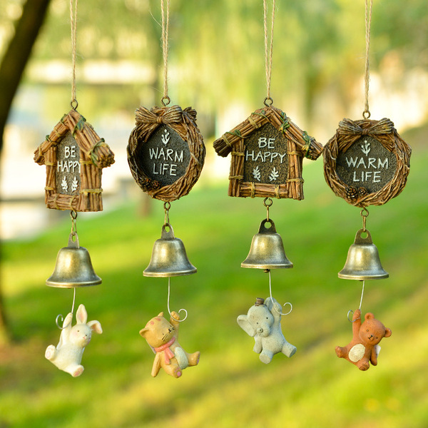 日式可爱动物创意风铃门饰挂饰小熊兔子小象小猫家居门饰礼品礼物
