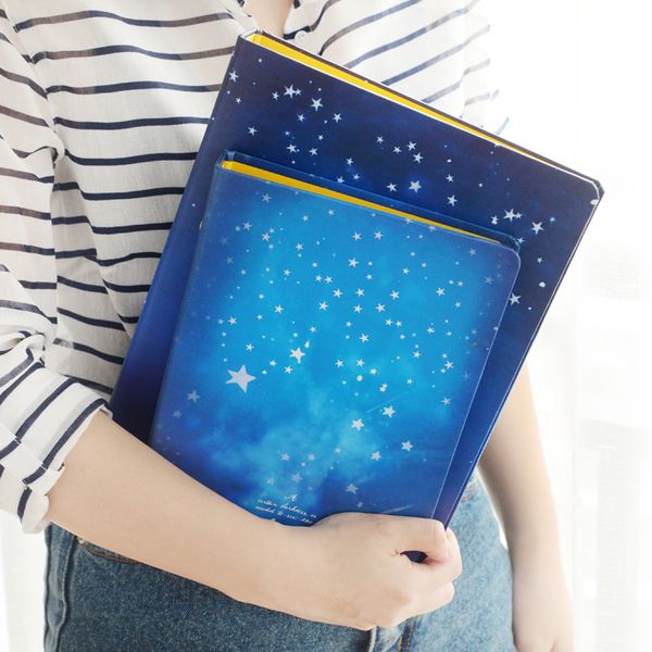 深蓝星空笔记本子 精美日记本活页夹记事本文具a5活页本