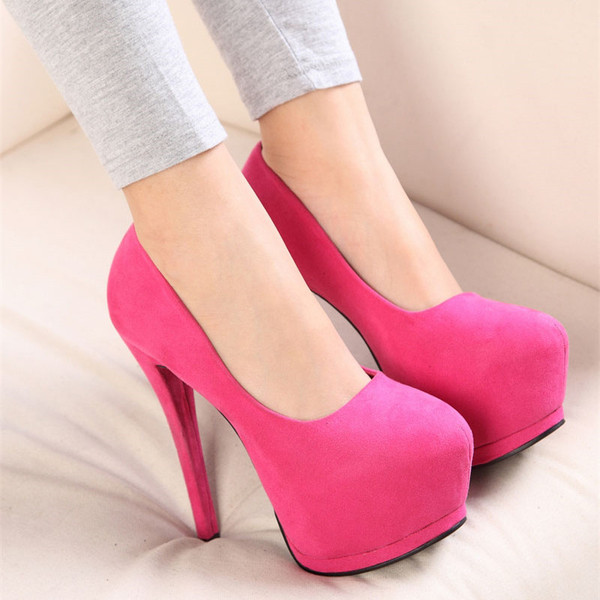 恨天高15cm超高跟细跟单鞋女2015秋季新款性感夜店公主女鞋玫红色