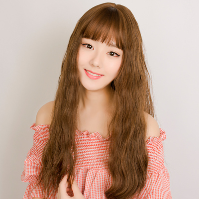 韩国女士假发长卷发空气刘海玉米烫长发蓬松逼真波浪泡面卷假发套