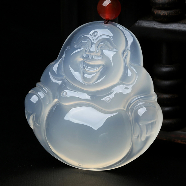 东澳珠宝 天然玉髓弥勒佛吊坠俏色飘花玉髓玛瑙佛公玉坠挂件dz607