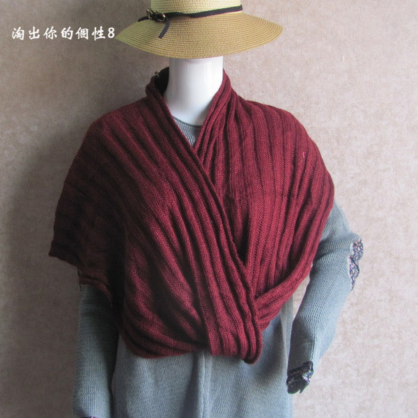 2014秋冬新款女韩版百搭披肩围巾手工棒针编织毛线拉链三角斗篷