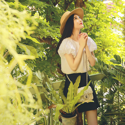 jupiter陈小颖kristy独家原创设计白色泡泡袖名媛小公主短袖上衣