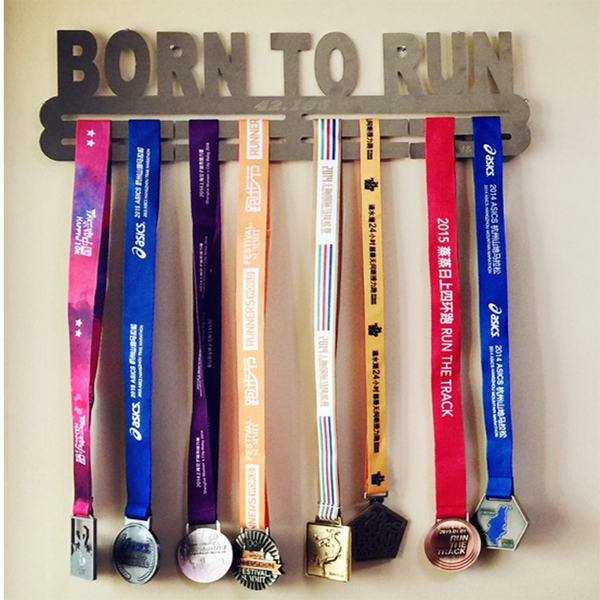 可定做双层马拉松奖牌架 born to run天生就会跑不锈钢奖牌展示架