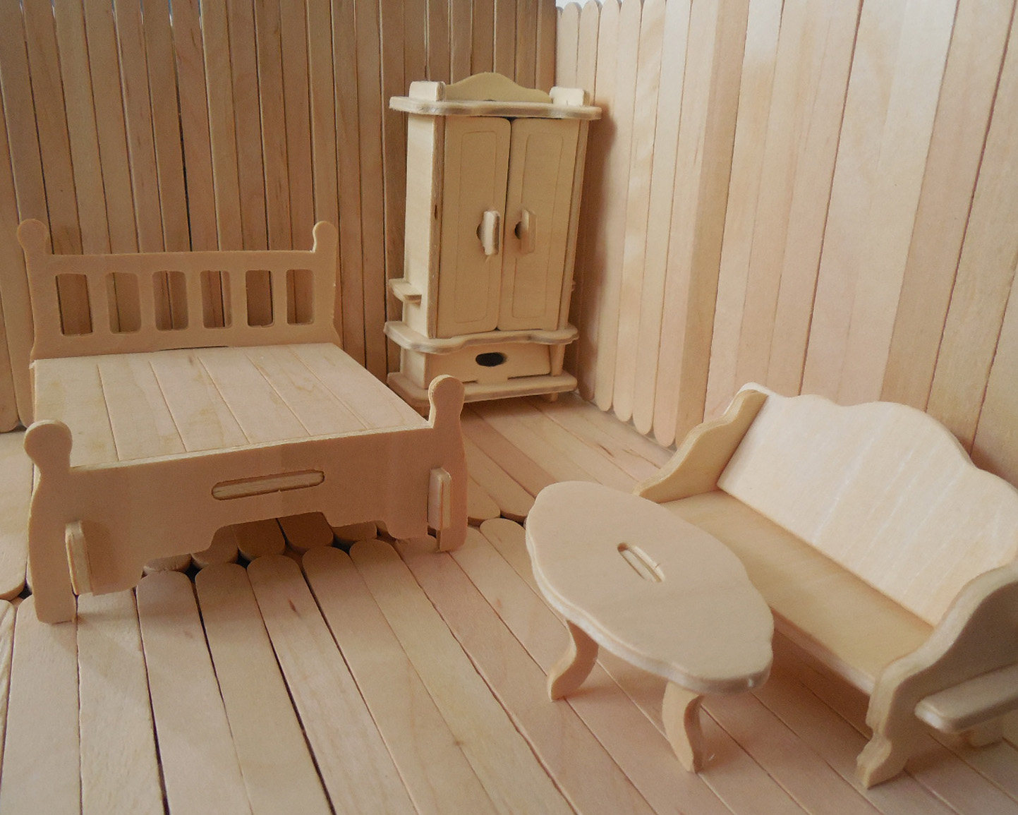 小家具牙签棒雪糕棒建筑模型材料迷你木质家具diy手工制作