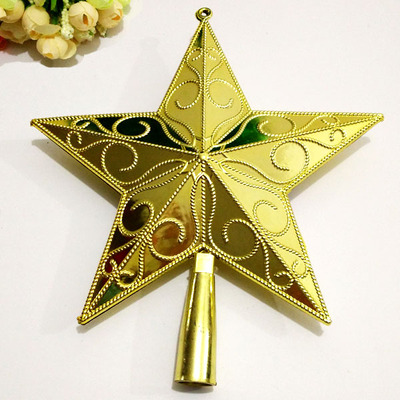 圣诞树顶星 五角星 圣诞树挂件 圣诞树装饰品 大五角星 金色银色
