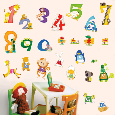 包邮卡通墙贴儿童房间幼儿园宝宝早教字母数字
