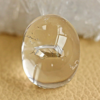 石来运转 天然水晶石中石包裹体裸石戒面 吊坠 5.6g 可镶嵌