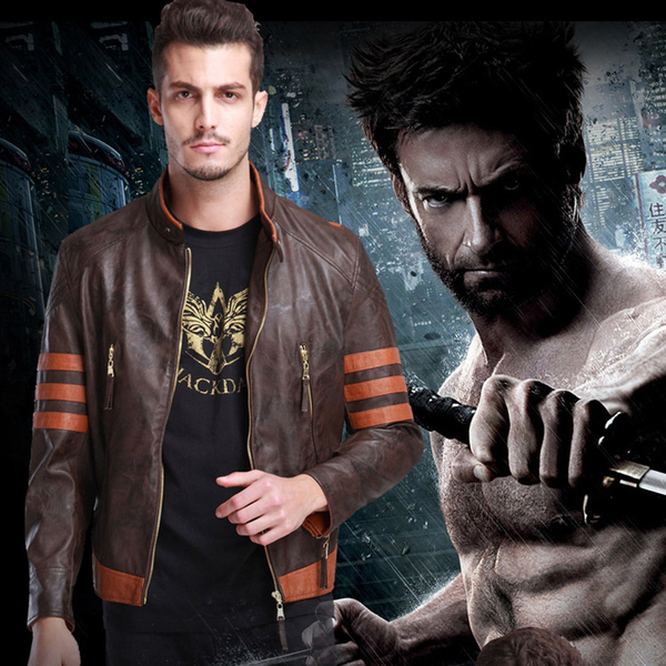 海宁皮衣2014新款男式冬装皮夹克 金刚狼进口pu皮 洛根机车皮外套