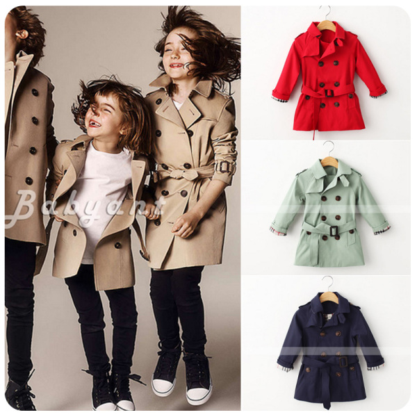2015年秋季新款 儿童女童时尚街头欧美风潮款多色风衣外套 潮风衣
