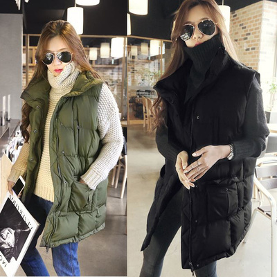 海淘韩国代购 南韩女装n9正品秋冬棉服 立领大口袋中长休闲棉马甲