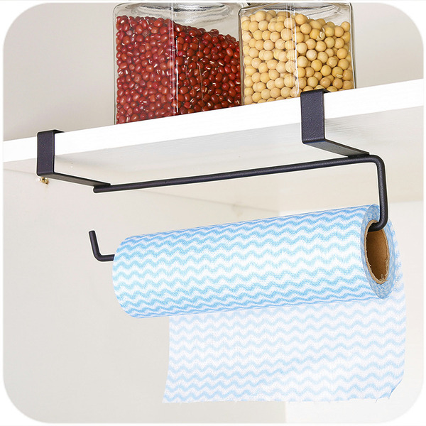 橱柜免打孔卷纸架厨房用纸挂架创意保鲜膜架子纸巾架收纳架