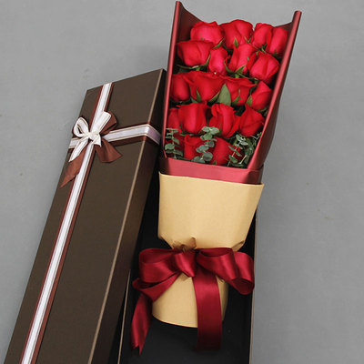 七夕情人节玫瑰礼盒装青岛鲜花速递济南威海烟台淄博潍坊同城花店