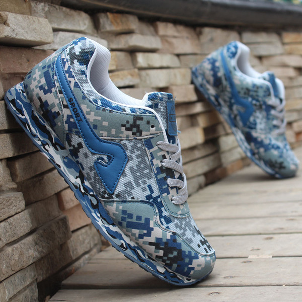 春秋空军迷彩运动鞋海军蓝色跑步鞋男鞋数码女军鞋林地训练慢跑鞋