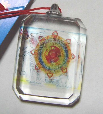 成就一切善事,消灭灾祸,象鼻财神.护法咒轮2.5*3.1cm水晶挂件