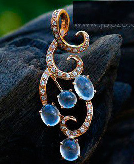 千城珠宝首饰镶嵌加工费 18k镶嵌钻石翡翠多粒蛋面吊坠dl0081