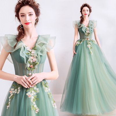 taobao agent Emerald green wedding dress, evening dress for bride