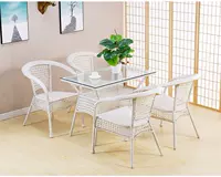 Wicker phân phân đồ nội thất đơn giản Zen ghế hình chữ nhật bàn ăn và ghế bàn ăn phong cách bàn máy tính - Bàn ghế ngoài trời / sân bàn ghế sắt ngoài trời