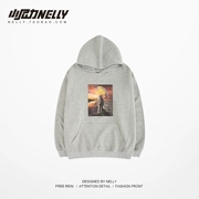 Xu hướng quá khổ Nhật Bản hip hop đường phố ván trượt đôi áo len thẻ thủy triều hip hop hoodie retro in nam và nữ