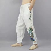Mùa hè phong cách Trung Quốc quần nam lanh quần thường quần Zen chín điểm quần quần nở văn hóa quần áo nam - Quần mỏng