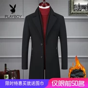 Playboy mùa đông áo khoác len nam dài phần phiên bản Hàn Quốc của tự trồng cộng với áo len cotton kích thước lớn