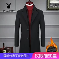Playboy mùa đông áo khoác len nam dài phần phiên bản Hàn Quốc của tự trồng cộng với áo len cotton kích thước lớn áo bomber nam