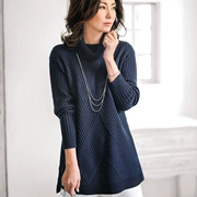 18 mùa thu và mùa đông mới của phụ nữ Nhật Bản dệt cổ áo len dệt kim dài tay với kích thước lớn M-5L - Áo len