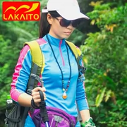 Quần áo ngoài trời Luo Kaitu quần khô nhanh quần nữ dài tay chạy bộ mùa hè đi bộ đường dài Áo thun W6213