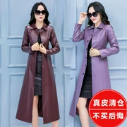 Áo khoác da nữ dài phần 2018 thu đông 2018 Áo khoác da cừu nữ dài Hàn Quốc là áo khoác mỏng