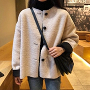 Áo khoác len lông cừu dày mùa thu đông 2018 phiên bản Hàn Quốc mới của áo khoác ngắn tay hoang dã retro