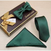 Зеленый галстук, пиджак классического кроя, галстук-бабочка, с вышивкой, 6см