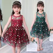 Trẻ em mặc váy bé gái hè 2019 mới to con phiên bản Hàn Quốc của áo lưới thêu váy công chúa - Khác