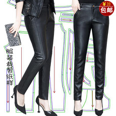 Брюки 秋冬新款女加绒修身打底长裤皮裤纸样版裁剪图纸小脚裤子裁衣模板