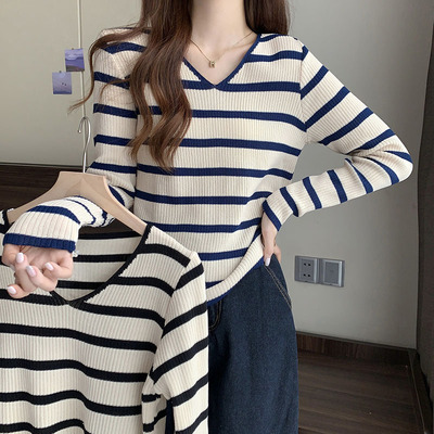 taobao agent Knitted autumn long-sleeve, jacket, plus size, V-neckline, fitted, long sleeve