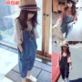 Quần áo nữ nữ dây đeo quần short hè 2018 thời trang mới denim phiên bản Hàn Quốc của quần áo hipster thời thượng - Quần jean quần ống rộng trẻ em