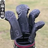 Качественные черные клюшки для гольфа, шлем, защитный чехол, универсальная шаровая головка