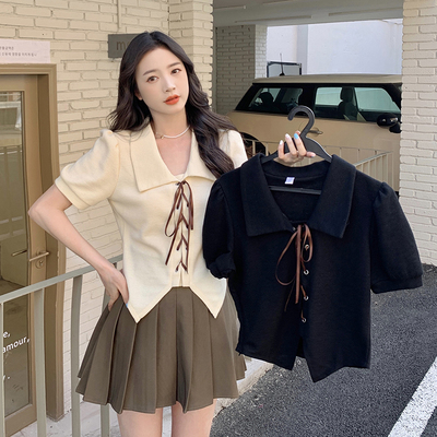 taobao agent Summer design belt, short jacket, plus size, with short sleeve, trend of season, fitted