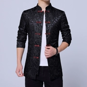 Quốc phục mùa thu phong cách Trung Quốc khóa kinh doanh giản dị Tang phù hợp với buổi tối sự kiện trang phục nam áo khoác retro